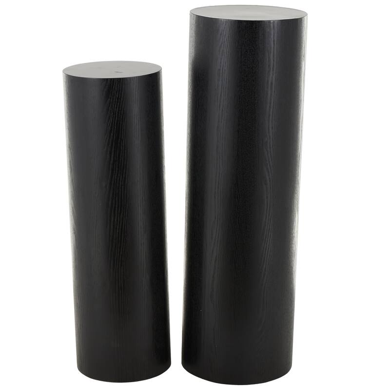 Wood Handmade Pedestal Table - Set of 2 Brown, Black or White - Roche River Decor - Black