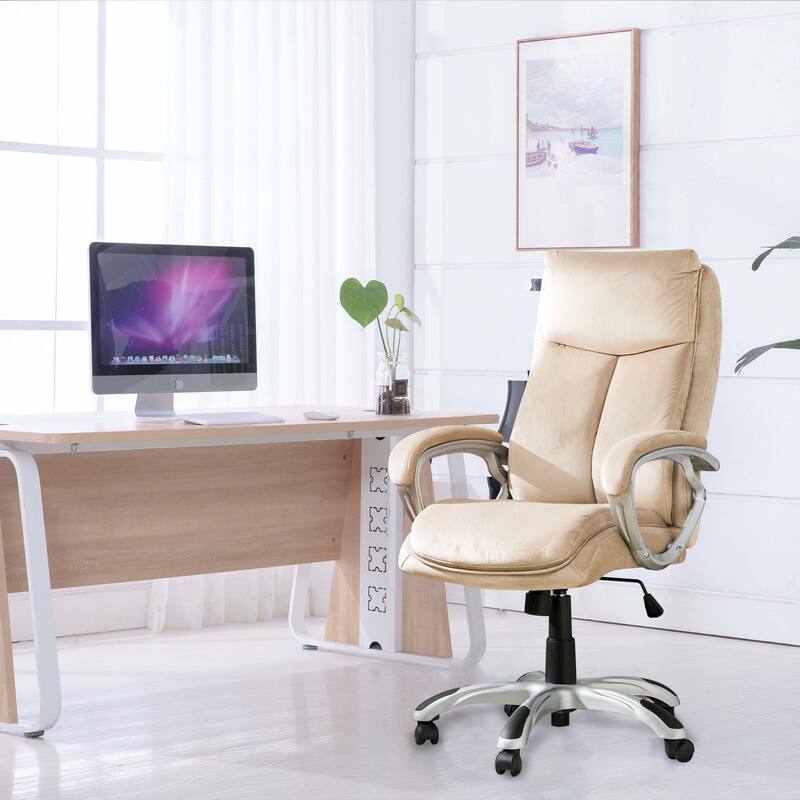 Glitzhome 47"H Velvet Gaslift Adjustable Swivel Office Chair