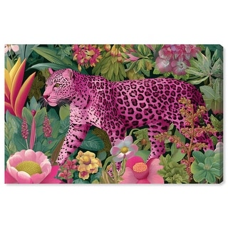 Pink Leopard Floral Wall Decor Wrapped Canvas Print by Art Remedy - Bed ...