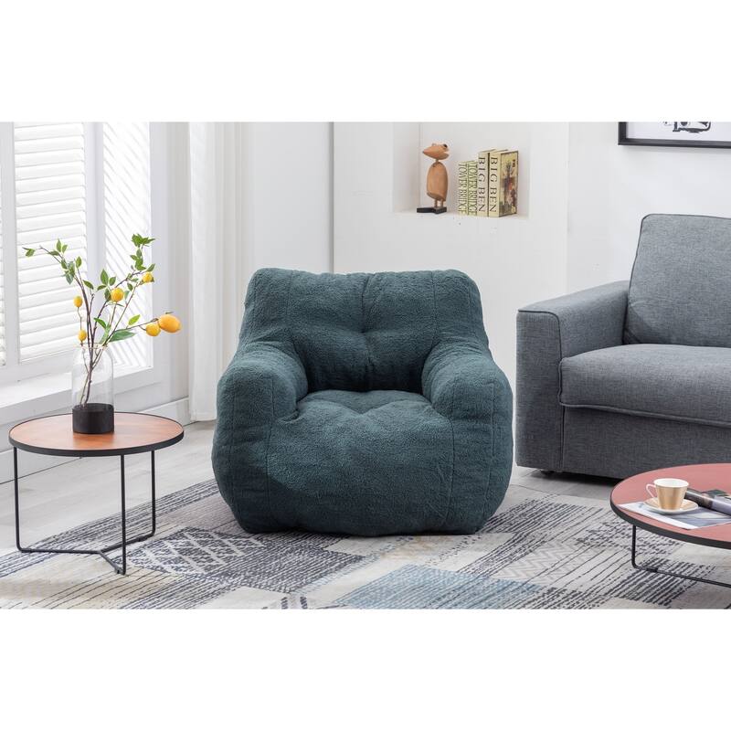Teddy Fabric Soft Tufted Bean Bag Chair - Green