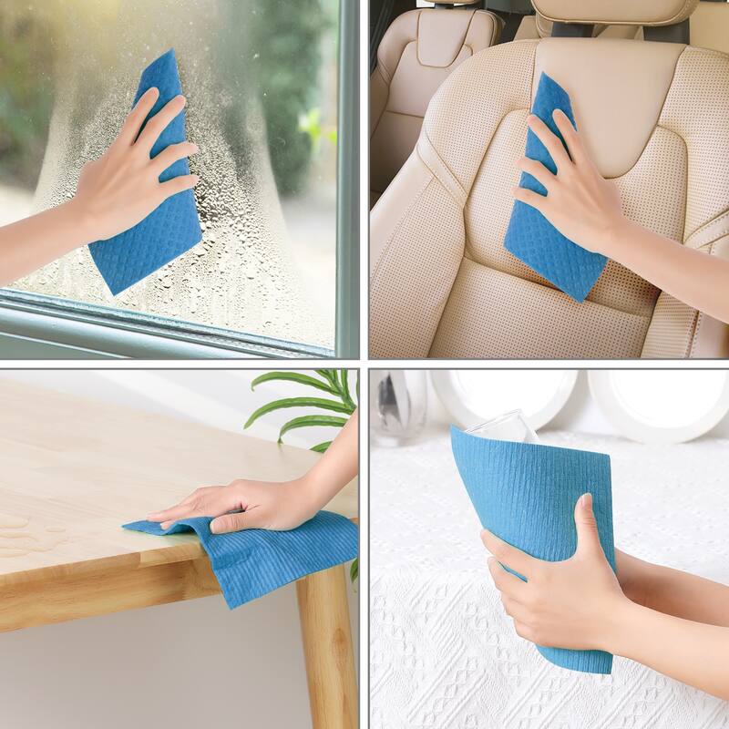 Reusable Swedish Dishcloths for Kitchen, Super Absorbent Cellulose Sponge Dish Cloths - Blue-5 Pack - Set of 5