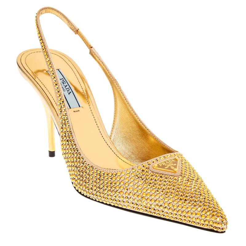 Prada Crystal Embellished Slingback Pumps - 37 EU