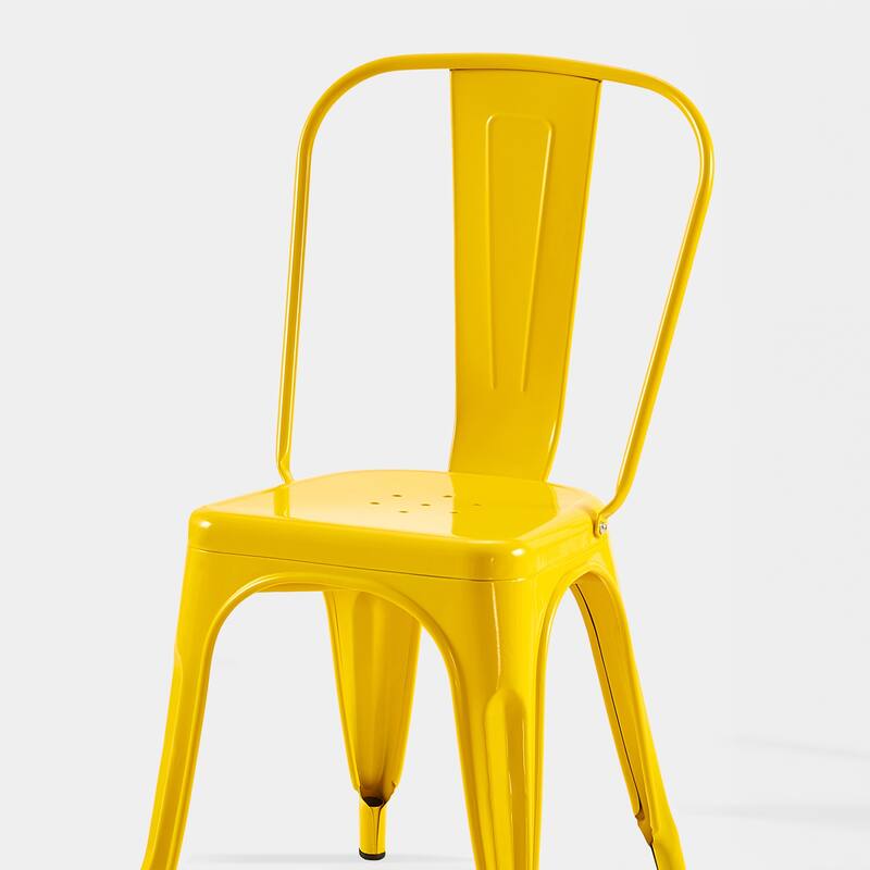 18" Modern Industrial Metal Stackable Yellow Dining Chair, 2PCS - 18" W X 18" D X 33" H