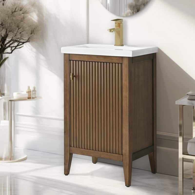 Vanity Art 20" Single Sink Bathroom Vanity Cabinet with Ceramic Top
