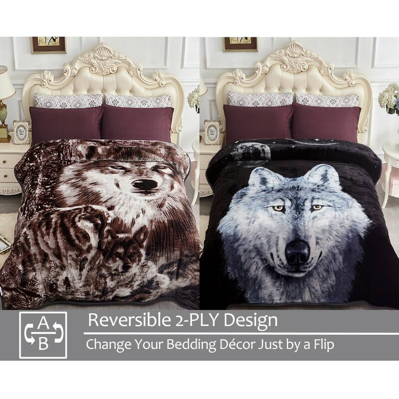 Raschel A&B Printed 2-ply Reversible Korean-style Plush Fleece Blanket