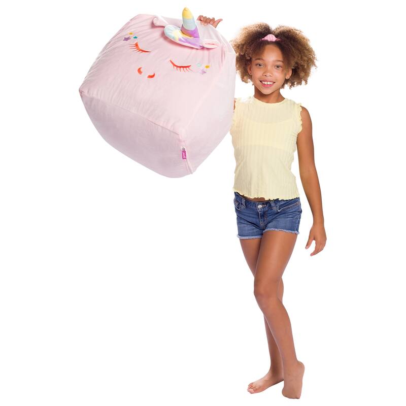 Stuffed Animal Storage Bean Bag Chair Cover only for Kids, Toy Holder