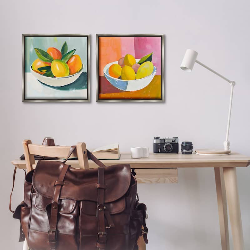 Stupell Fresh Fruits in Bowl Framed Floater Canvas Wall Art Design By Walker Noble (Set of 2)