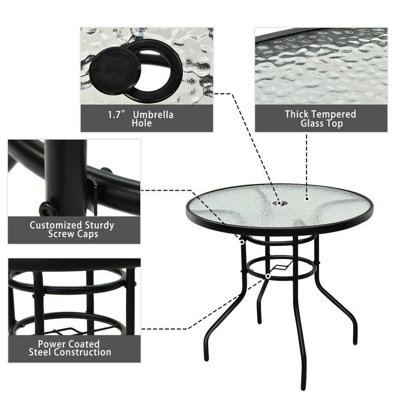 Costway 5PCS Bistro Patio Furniture Set 4 Folding Adjustable Chairs - See Details