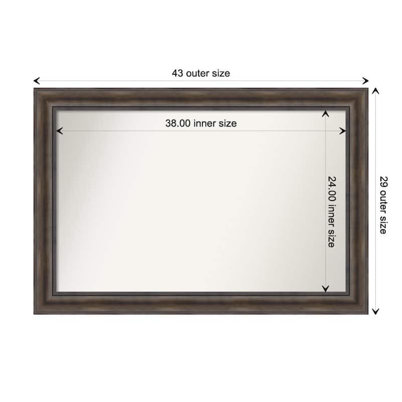 Rustic Pine Brown Framed Non-Beveled Custom Wall Mirror, Bathroom Vanity Mirror - Outer Size: 43.5 x 29.5