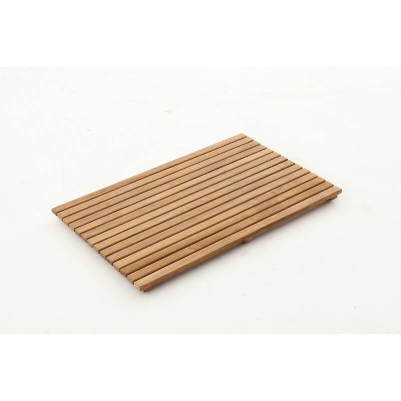 Nordic Style Natural Teak Wood Indoor and Outdoor Shower Mat 31.4" x 19.6"