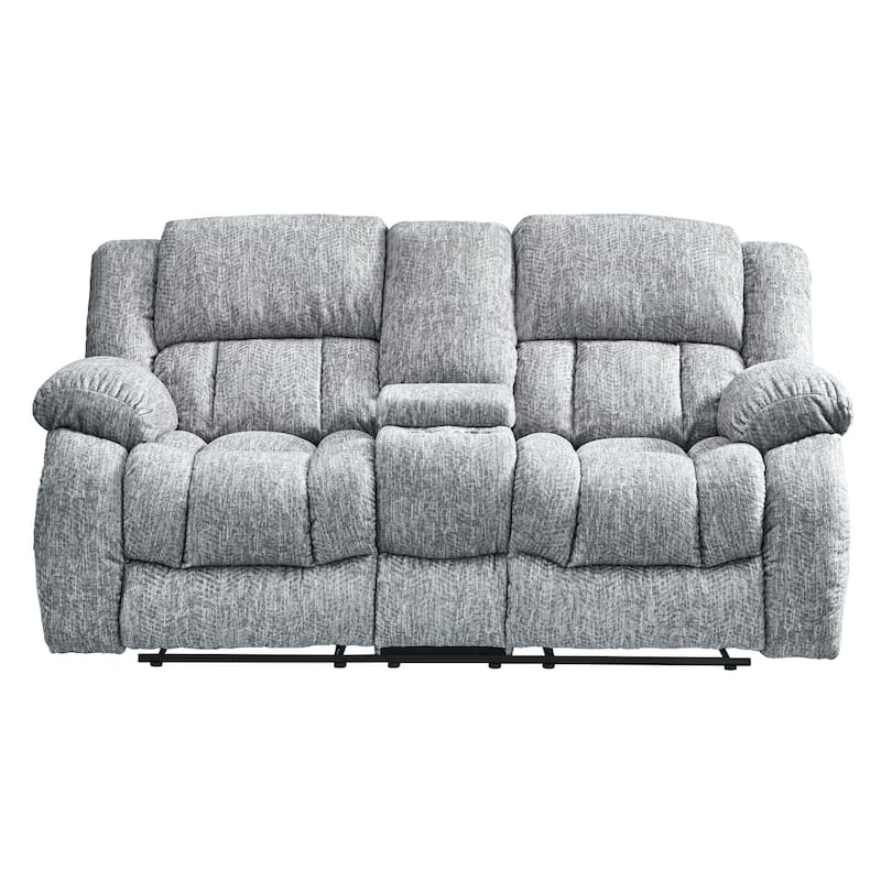 77" Light Gray Manual Reclining Loveseat With Storage