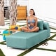 preview thumbnail 10 of 9, Jaxx Alvy Outdoor Sun Lounger - Luxurious Sunbed with Wood Feet Sunbrella