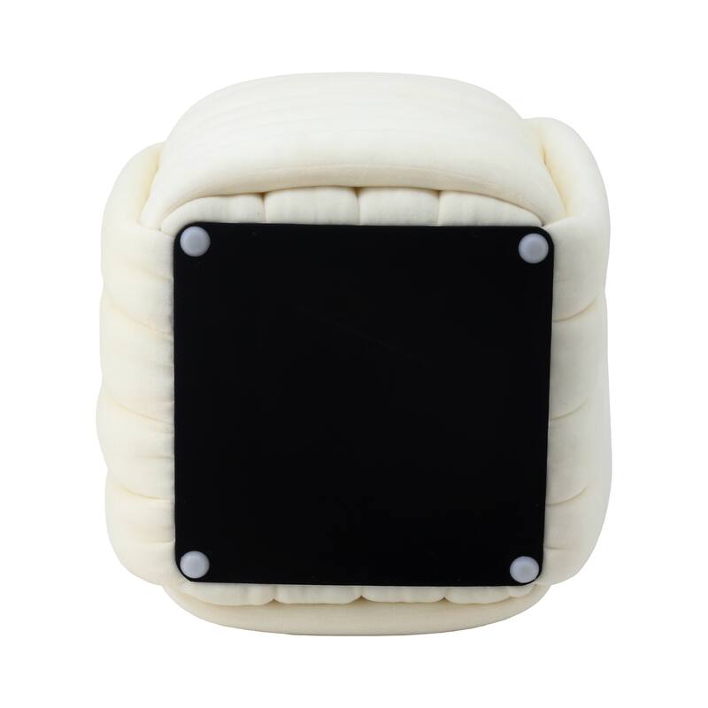 Modern Velvet Cube Knot Accent Stool with Layered Cushion Design