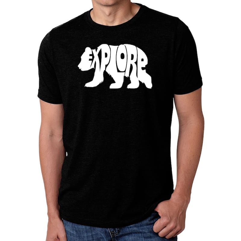 LA Pop Art Men's Premium Blend Word Art T-Shirt - Explore - Black - L