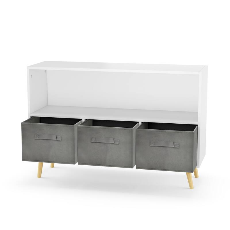 Kids bookcase,Book Display,Toy Storage Cabinet with Collapsible Fabric Drawers
