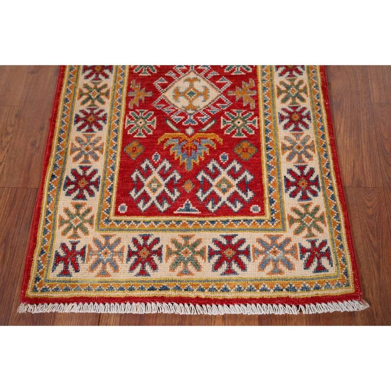 Red Kazak Oriental Accent Rug Hand-Knotted Wool Carpet - 2'0" x 3'1"