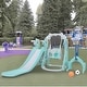 preview thumbnail 3 of 32, 5 in 1 Long Slide w/ Basketball Hoops,Football gate,Ringtoss,Swing Set