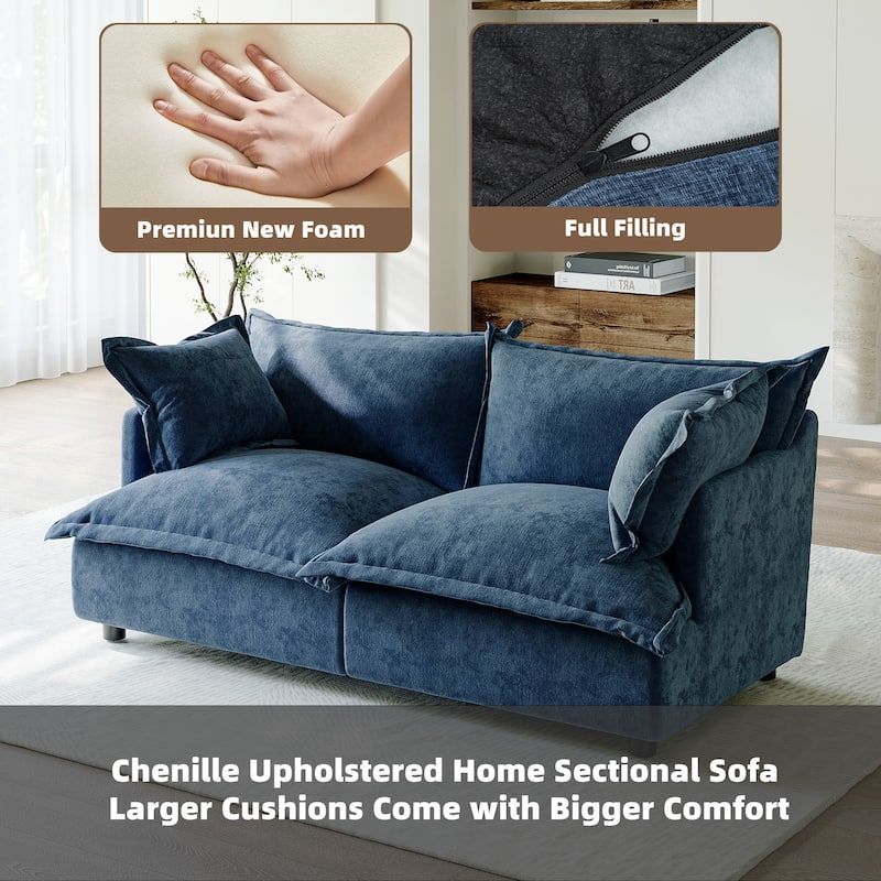 80"W Upholstered Chenille Comfy Cloud Couch Modular Sectional Sofa