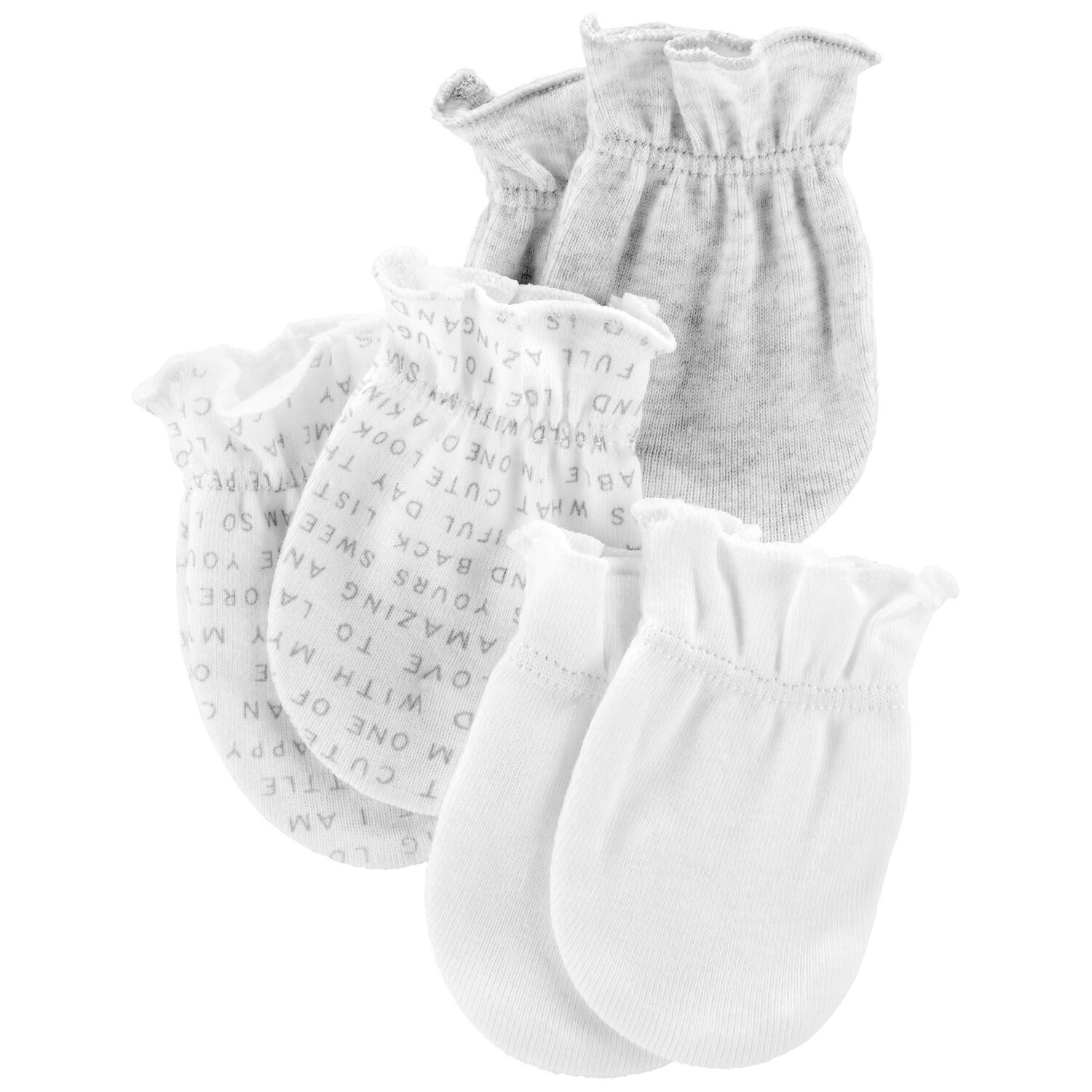 Shop Carter S Unisex Baby 3 Pack Mittens White Gray 0 3 Months Overstock 25614119
