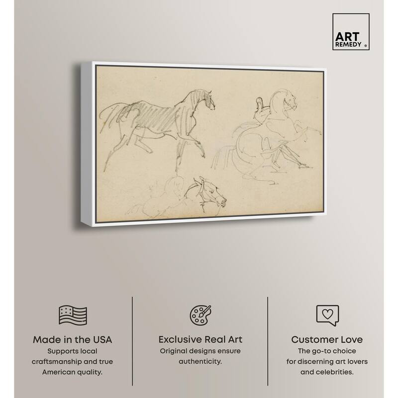 Gericault - Three horse studies Canvas by Art Remedy