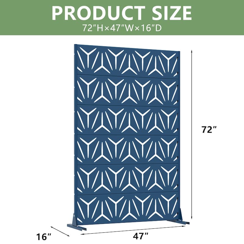 72" H×47"W Dovelina Black Outdoor Freestanding Metal Privacy Screen Decorative Garden Fence
