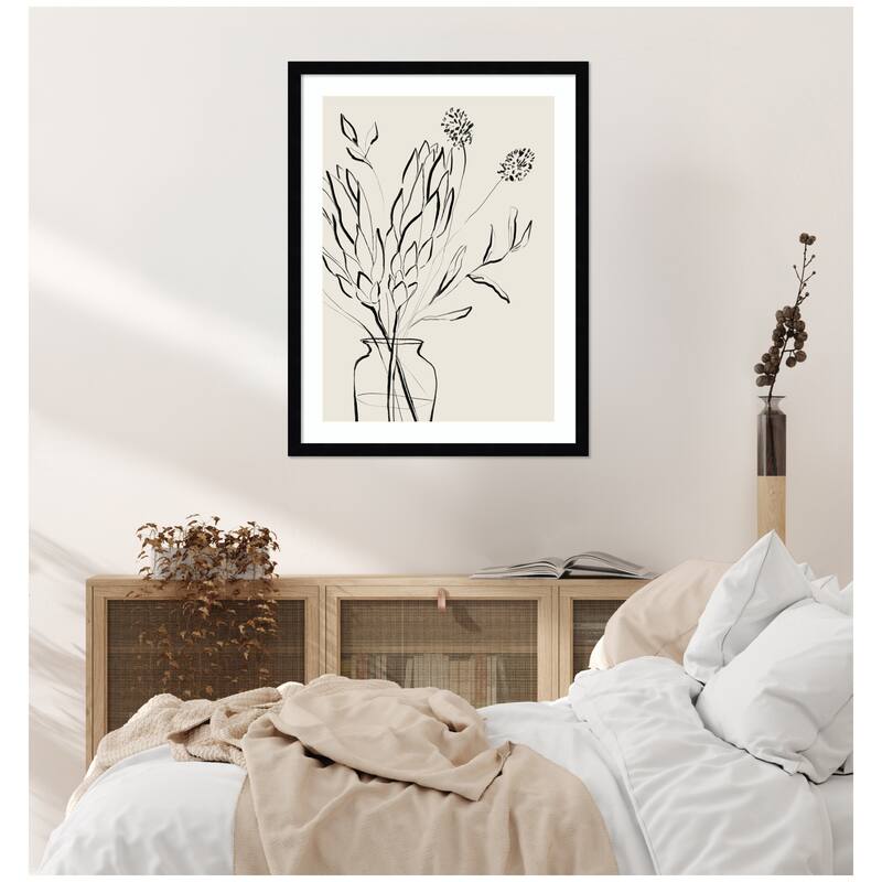 Kate and Laurel SB Protea Sketch No. 2 by Sara Berrenson Framed Wall Art Print