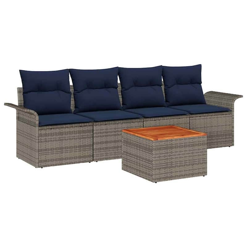 vidaXL 5 Piece Garden Sofa Set with Cushions - 98.8×24.4×27.2