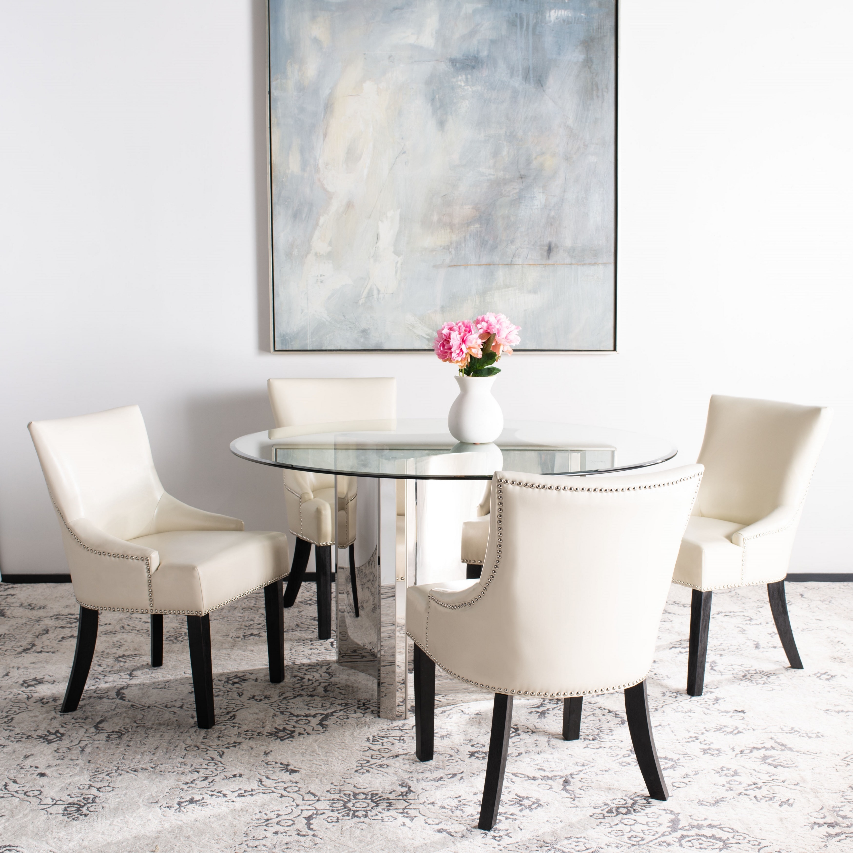 Shop Safavieh Loire Leather Nailhead Dining Chairs Set Of 2 On