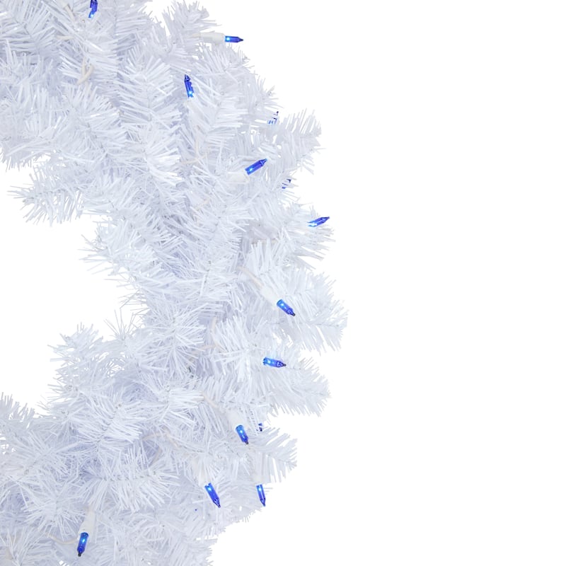 Pre-Lit Woodbury White Pine Artificial Christmas Wreath 24-Inch