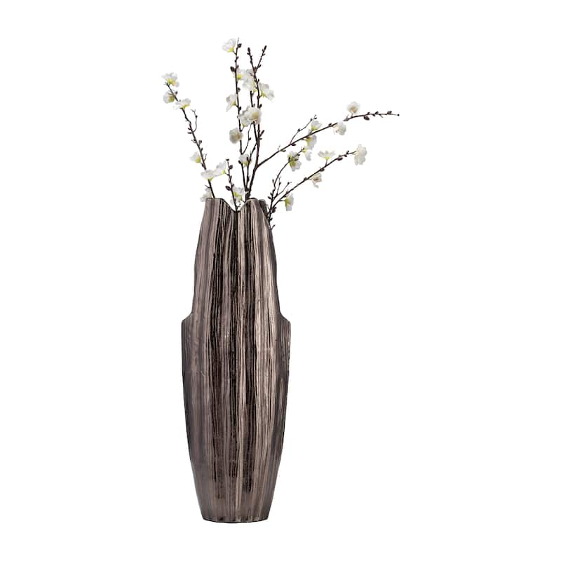 Sagebrook Home Modern Textured Metal Abstract Ridged Vase