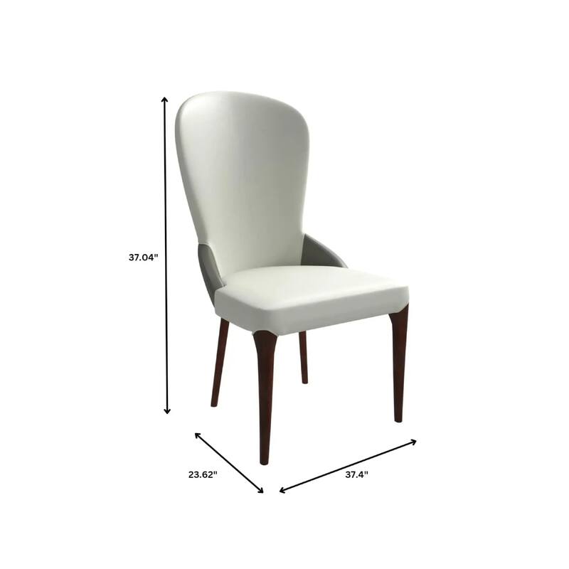 Havana Leather Upholstered Solid Wood Dining Chair Two-Tone Color Design Set of 2