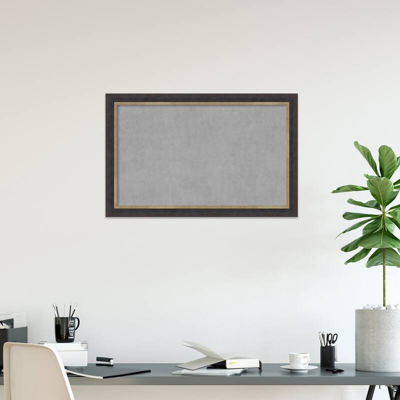 Amanti Art Hammered Charcoal Tan Framed Magnetic Board