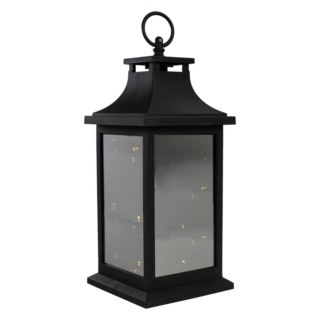 LED Lighted Flickering Lantern - 12" - Warm White Lights - Black