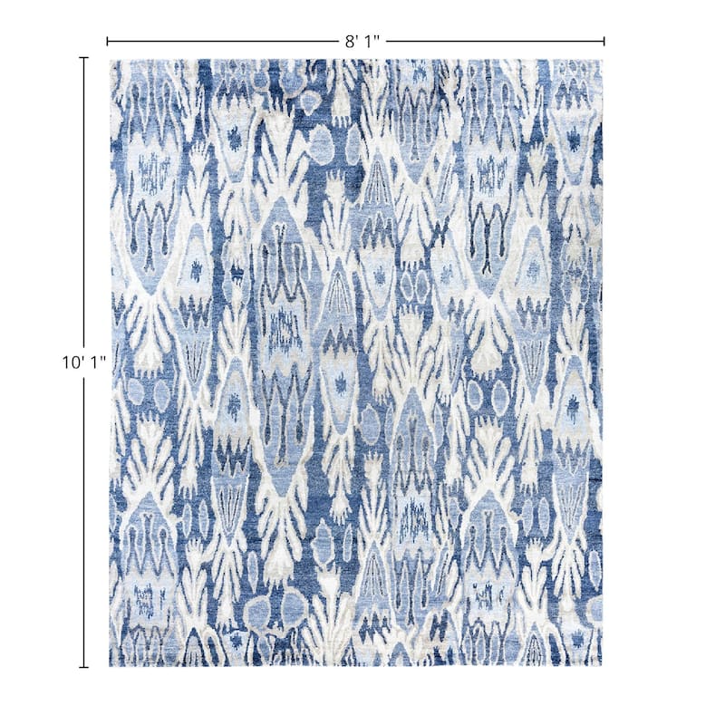 Modern One-of-a-Kind Handmade Area Rug, Blue - 8' 1" x 10' 1"