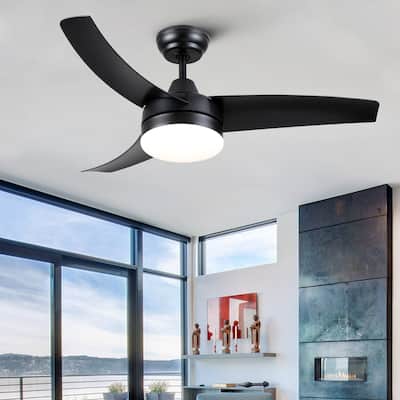 42 in. Black modern Ceiling Fan with Light and Remote Control, Reversible DC Moto - 42 Inches