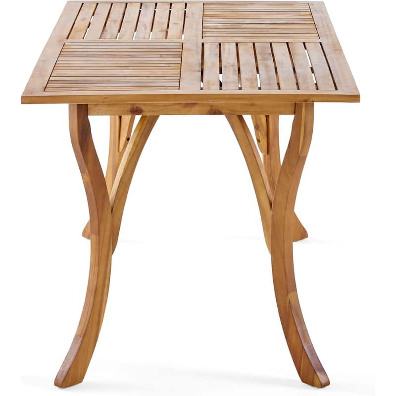 Roomfitters Outdoor 7-Piece Acacia Wood Dining Set with Rectangular Patio Table and 6 Chairs, Teak
