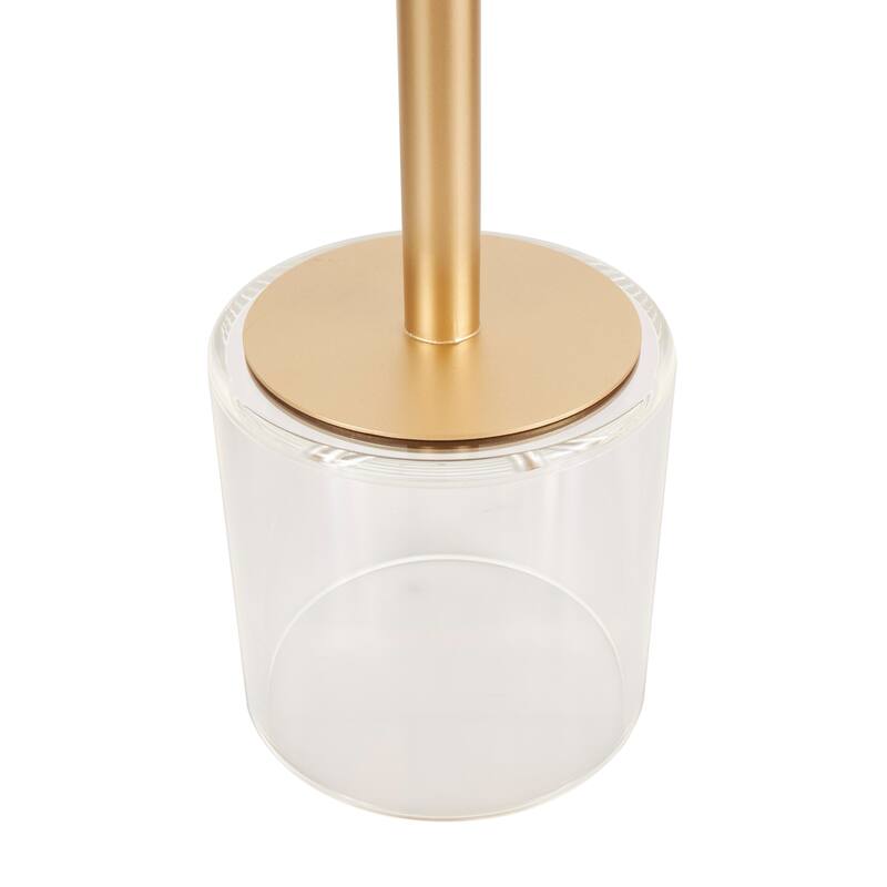 Clear Acrylic Plastic Accent Table with Elevated Base and Gold Stand