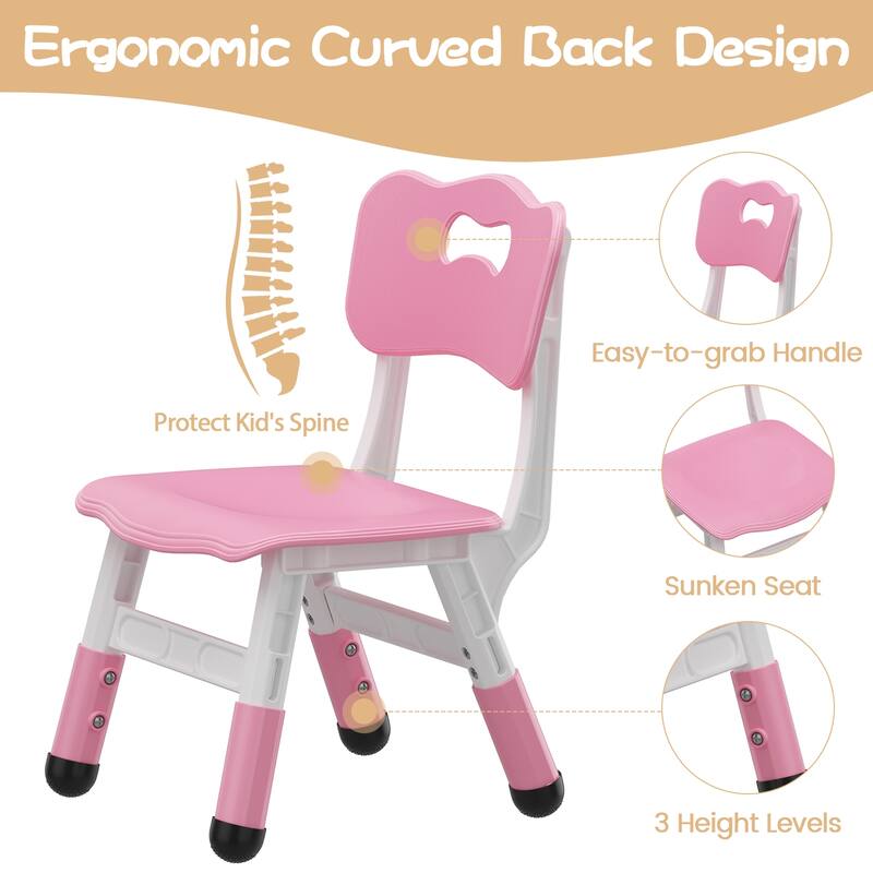 3 Level Height Adjustable Toddler Chair for Age 2-8,Set of 2
