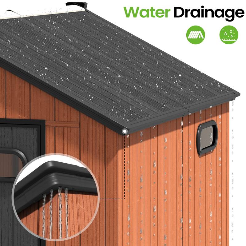 8X10 FT All-Weather Waterproof Plastc Outdoor Resin Storage Shed Windows Lockable Door with Floor for Patio Furniture and Tools