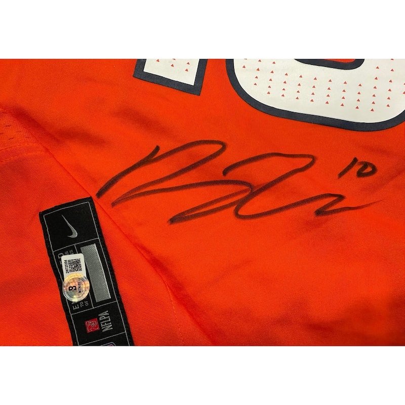 Bo Nix Autographed Denver Broncos Signed Nike Game Orange Football Framed Jersey Beckett COA - 8' x 11'