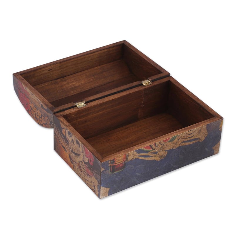 Handmade Pinewood 'Catrina My Love' Decoupage Chest (Mexico) - 8.75" x 5"
