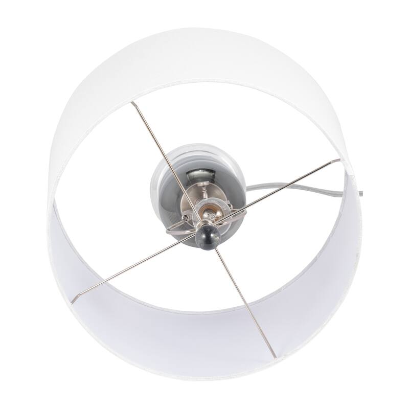 Sagebrook Home Modern Glass Orbs Table Lamp, Smoke Color, Metal Base, Linen Shade - 15" x 15" x 28"