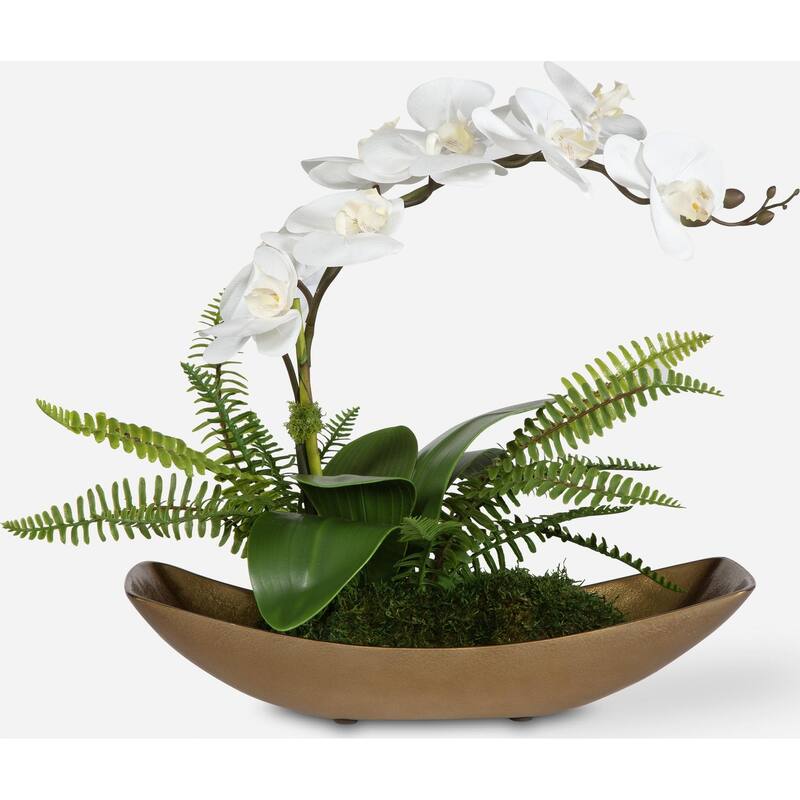 Uttermost 60207 Transcend 16" Tall Aluminum Faux Flora Planter