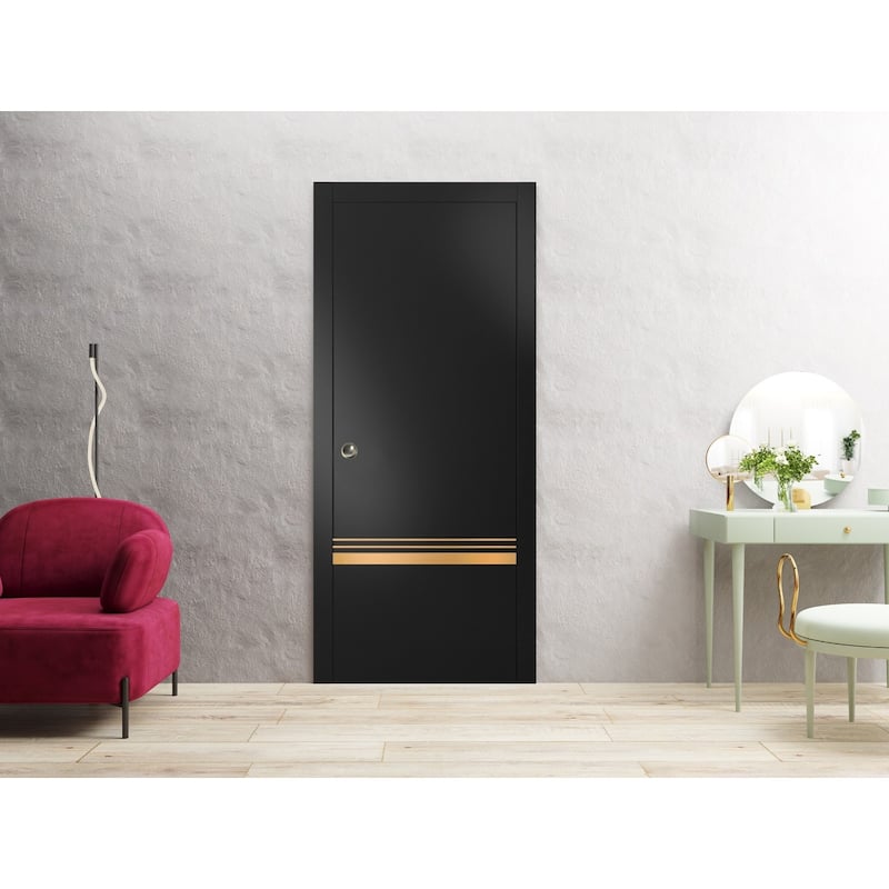 Slab Barn Door Panel 18 x 80 Planum 2010 Matte Black with Sturdy Finished