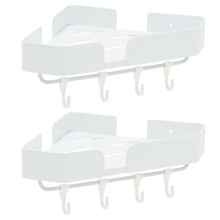 White Plastic Bathroom Corner Shower Shelf Wall Rack Storage Caddy
