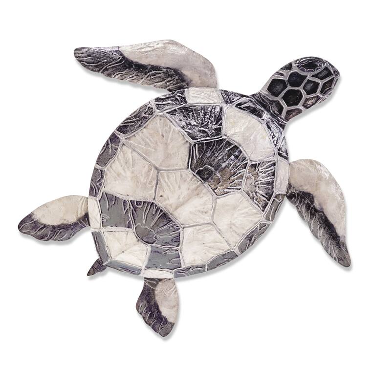 Sea Turtle Wall Decor Pewter Checkered - 4 x 24 x 21 - Overstock - 25617899