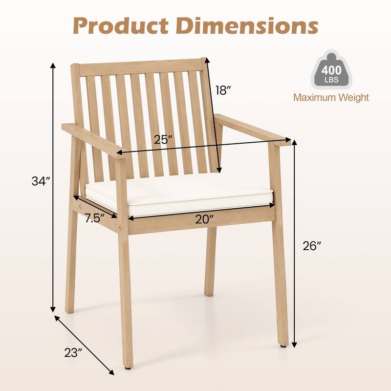Gymax 2 PCS Patio Dining Chairs w/ Removable Padded Cushion Armrests &