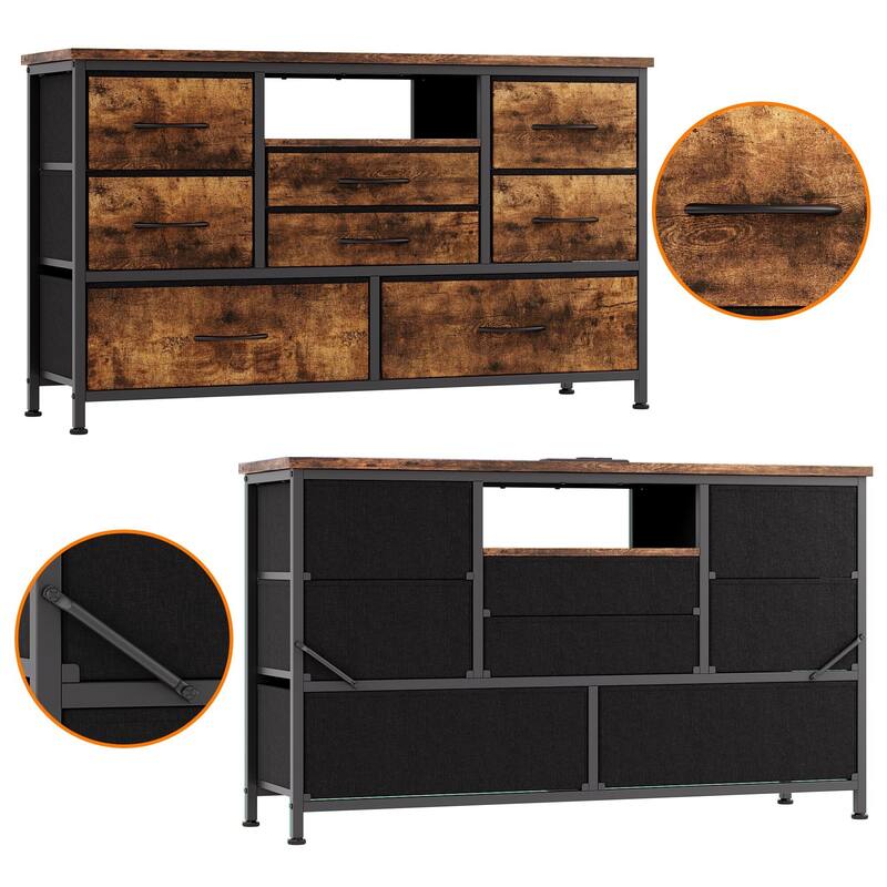 Dresser TV Stand with Power Outlet & Led for 55'' TV - 55 inches