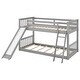 preview thumbnail 11 of 23, Twin over Twin Low Bunk Bed with Convertible Slide and Reversible Ladder, Grey - Space-Saving and Sturdy Wood Frame