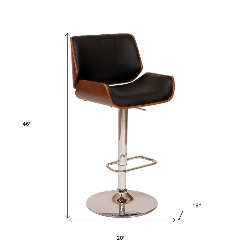 24" Adjustable Height Swivel Bar Stool with Padded Faux Leather Seat and Chrome Base for Kitchen - 46”H x 20”W x 19”D